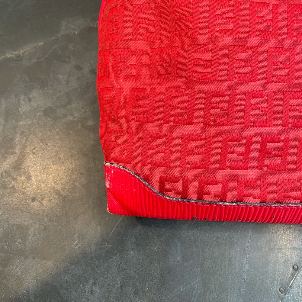 Rare Vintage Red Fendi Zucchino Large Crossbody - Picture 9 of 12